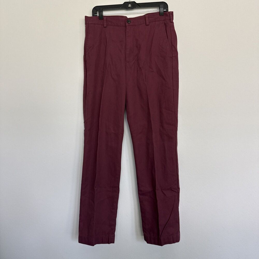 346 Brooks Brothers Flat Front Maroon Pants 34x32
